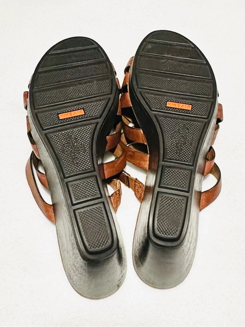 Cole Haan Nike Air Strappy Woven Leather Wedge Slide Sandals,Size 8.5B - Picture 2 of 9